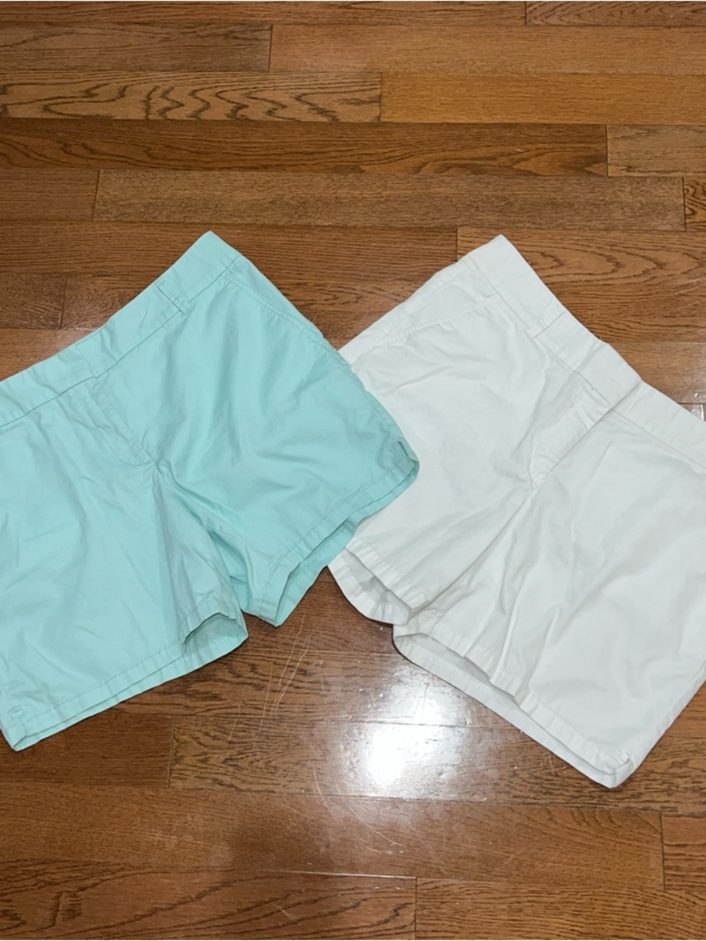 Loft Women Chino Cotton Shorts Sz 14 White Seafoam Beach Resort Coastal Lot of 2